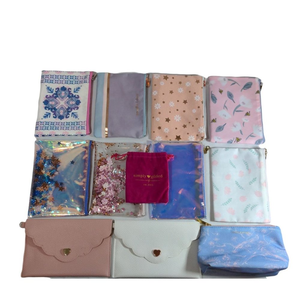 Lot of 12 Simply Gilded Pencil Pouch Case Cosmetic Bag Monthly Subscription